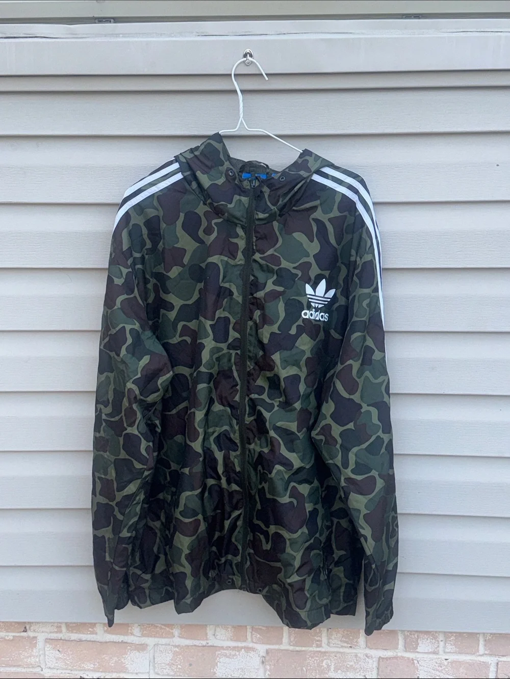 adidas Green & Black Camo Windbreaker with Hood